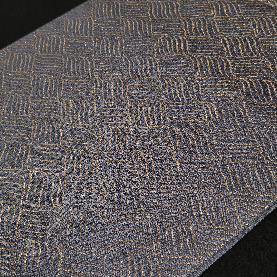 【予約済】着物と帯京月花 m3732■紺系の地に波模様作家物正絹袋帯全通■