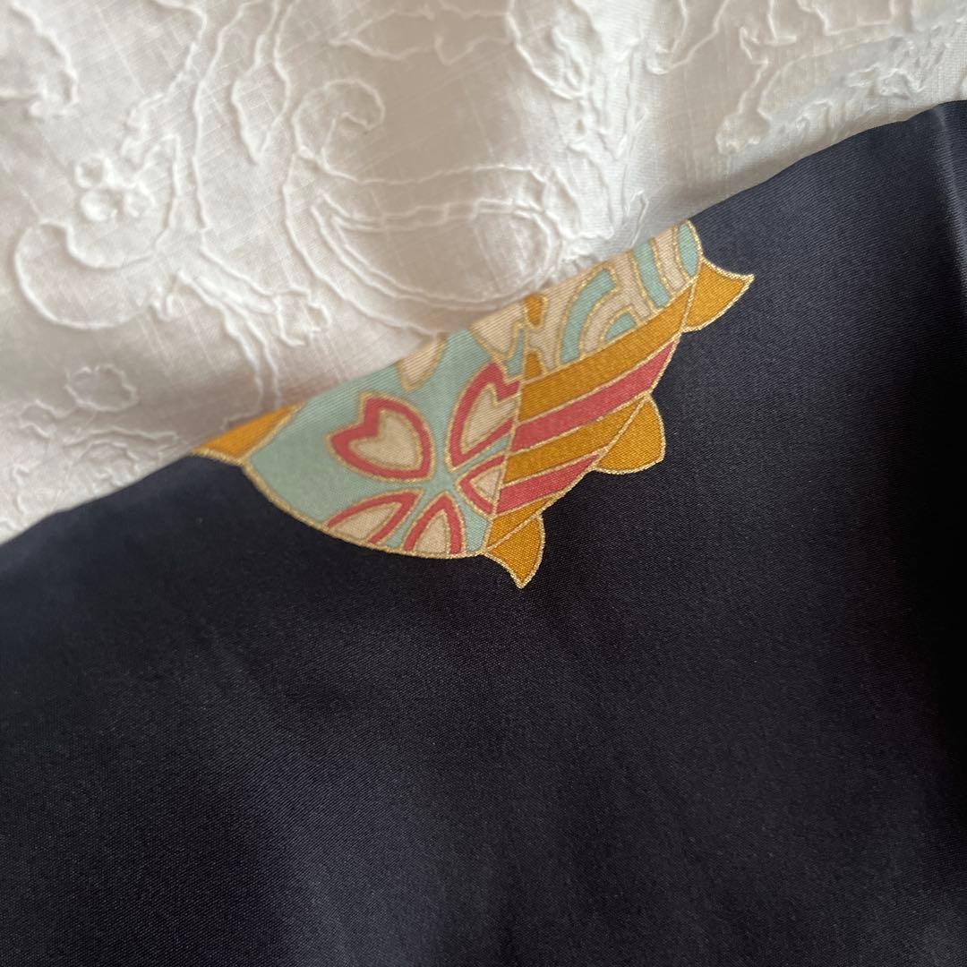 長襦袢　正絹　黒　半衿つき