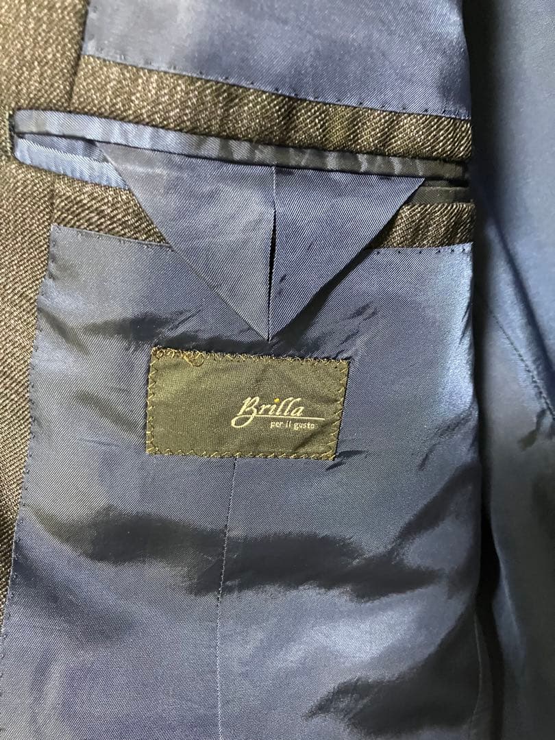 ピンクの猫ブリッラペルイルグスト　ダブルスーツチェック　紺　52