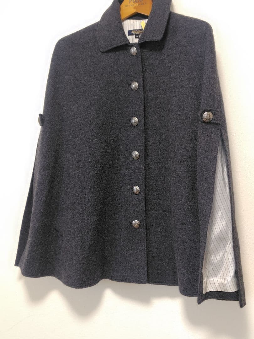 美品★Brooks Brothers ポンチョ ケープコート　ロゴボタン　グレー