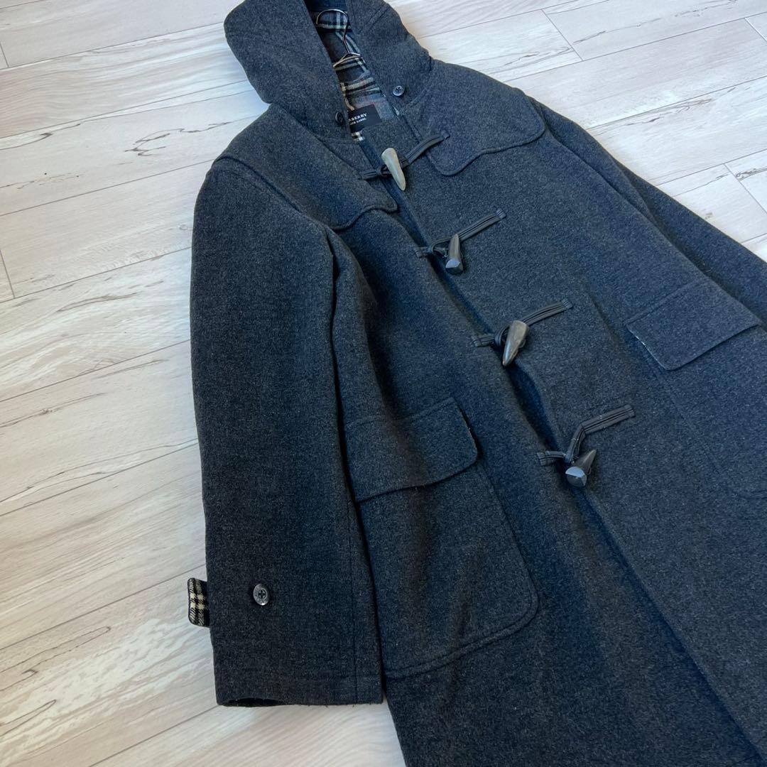バーバリーブラックレーベル　ダッフルコート　ロング　ダークグレー　ダブルフェイス