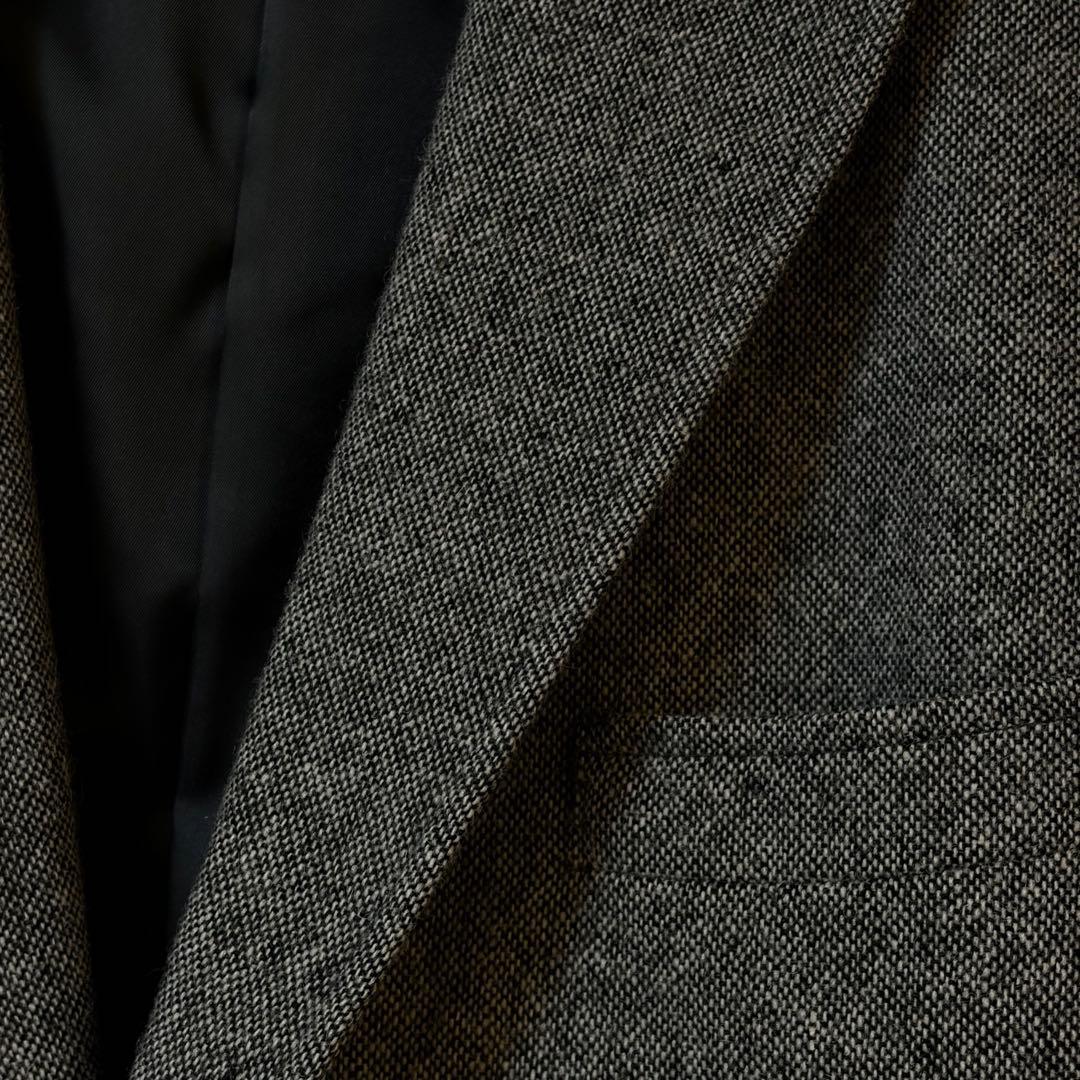 ★りゅうのすけ★【美品】尾州ツイード テーラードジャケット3L グレー系