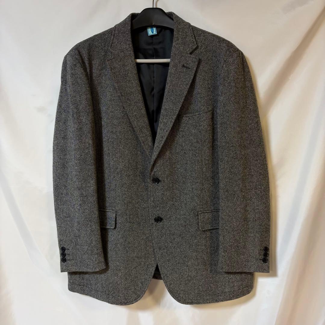 ★りゅうのすけ★【美品】尾州ツイード テーラードジャケット3L グレー系