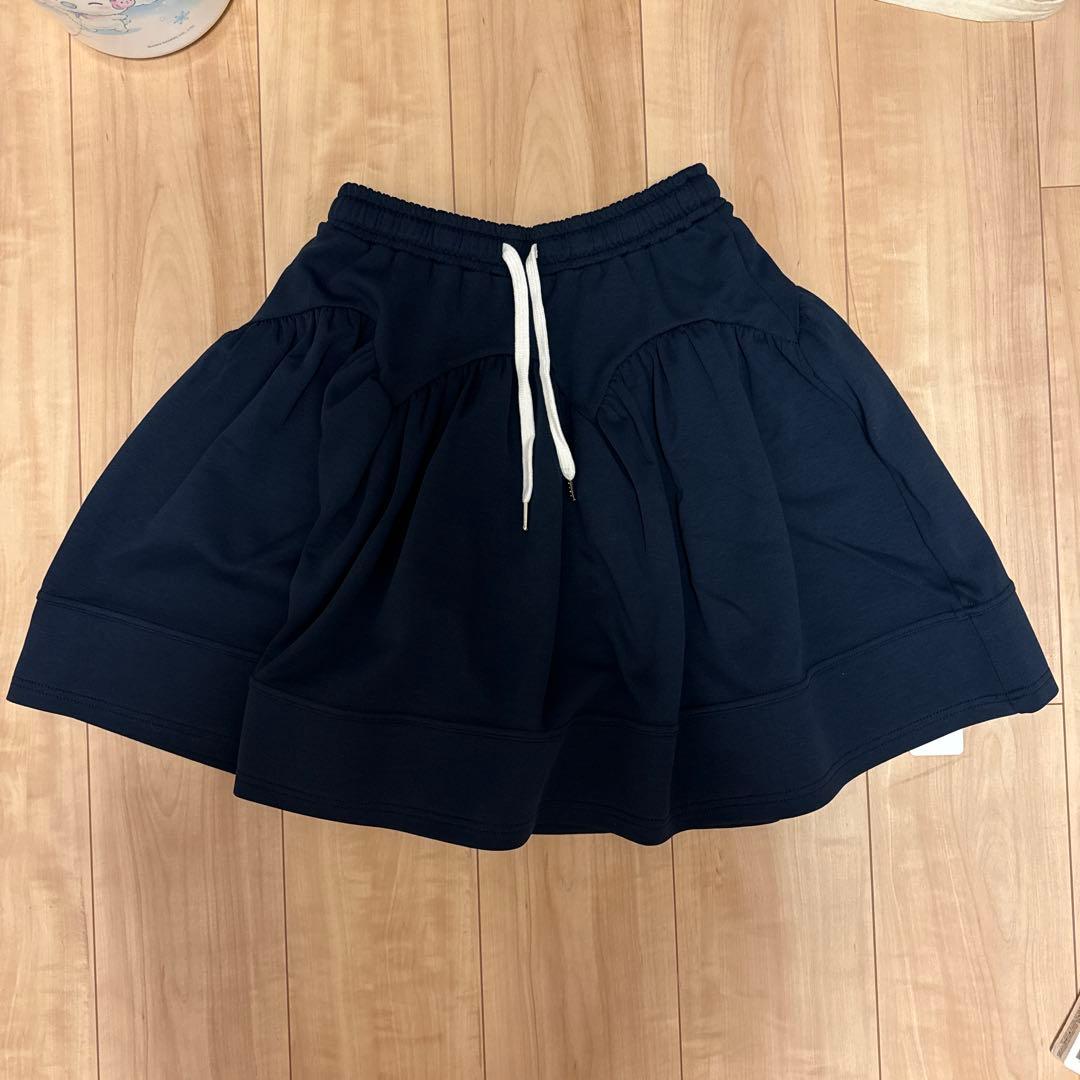 POPPY アーチギャザーフレアミニスカートnavy フリーサイズ　あさぎーにょ