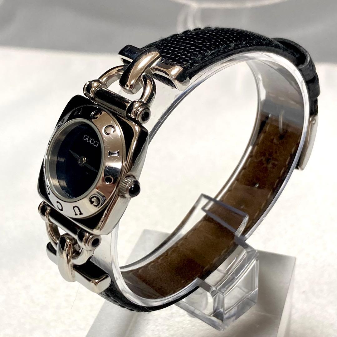 【新品電池/稼働】グッチ ホースビット 6300L 腕時計 シルバー 純正ベルト