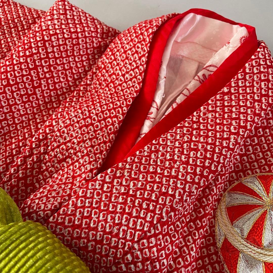 七五三　7歳　8歳　正絹　総絞りのお着物セット