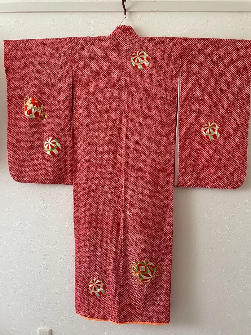 七五三　7歳　8歳　正絹　総絞りのお着物セット