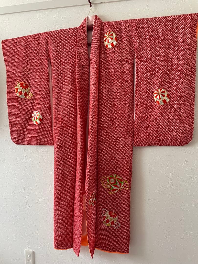 七五三　7歳　8歳　正絹　総絞りのお着物セット