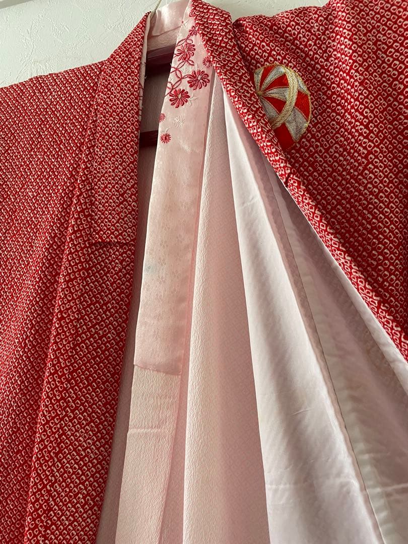 七五三　7歳　8歳　正絹　総絞りのお着物セット