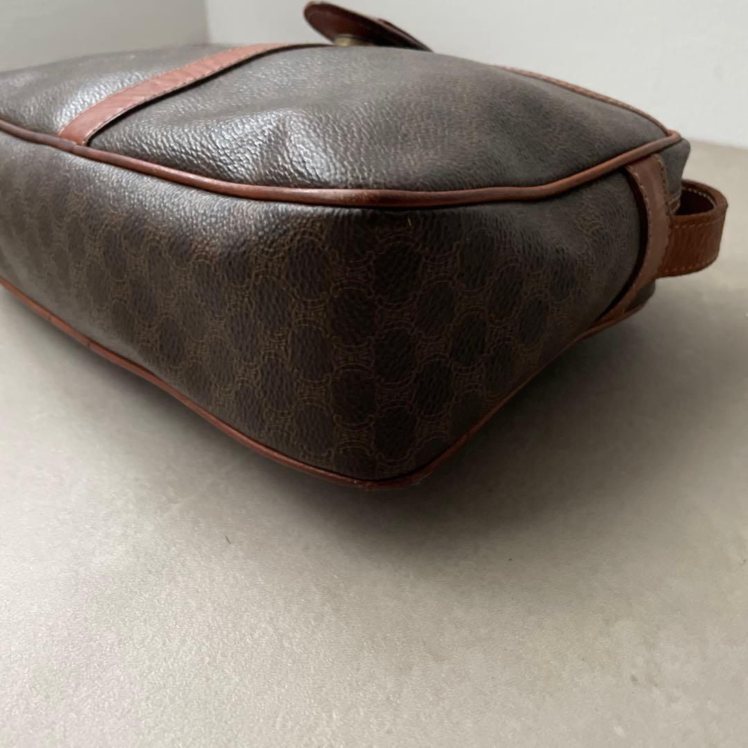 セリーヌ CELINE PVC レザー マカダム ショルダーバッグ ブラウン