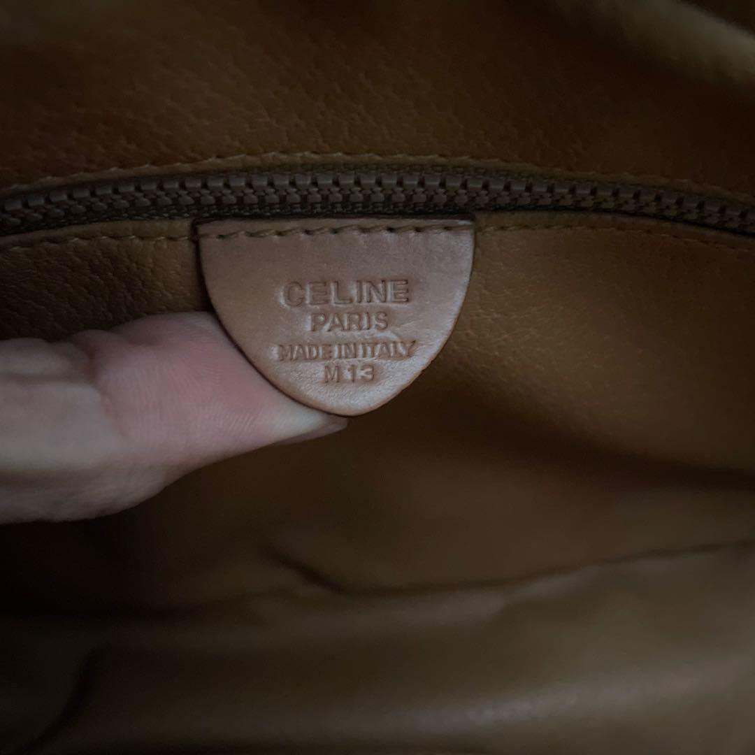 セリーヌ CELINE PVC レザー マカダム ショルダーバッグ ブラウン