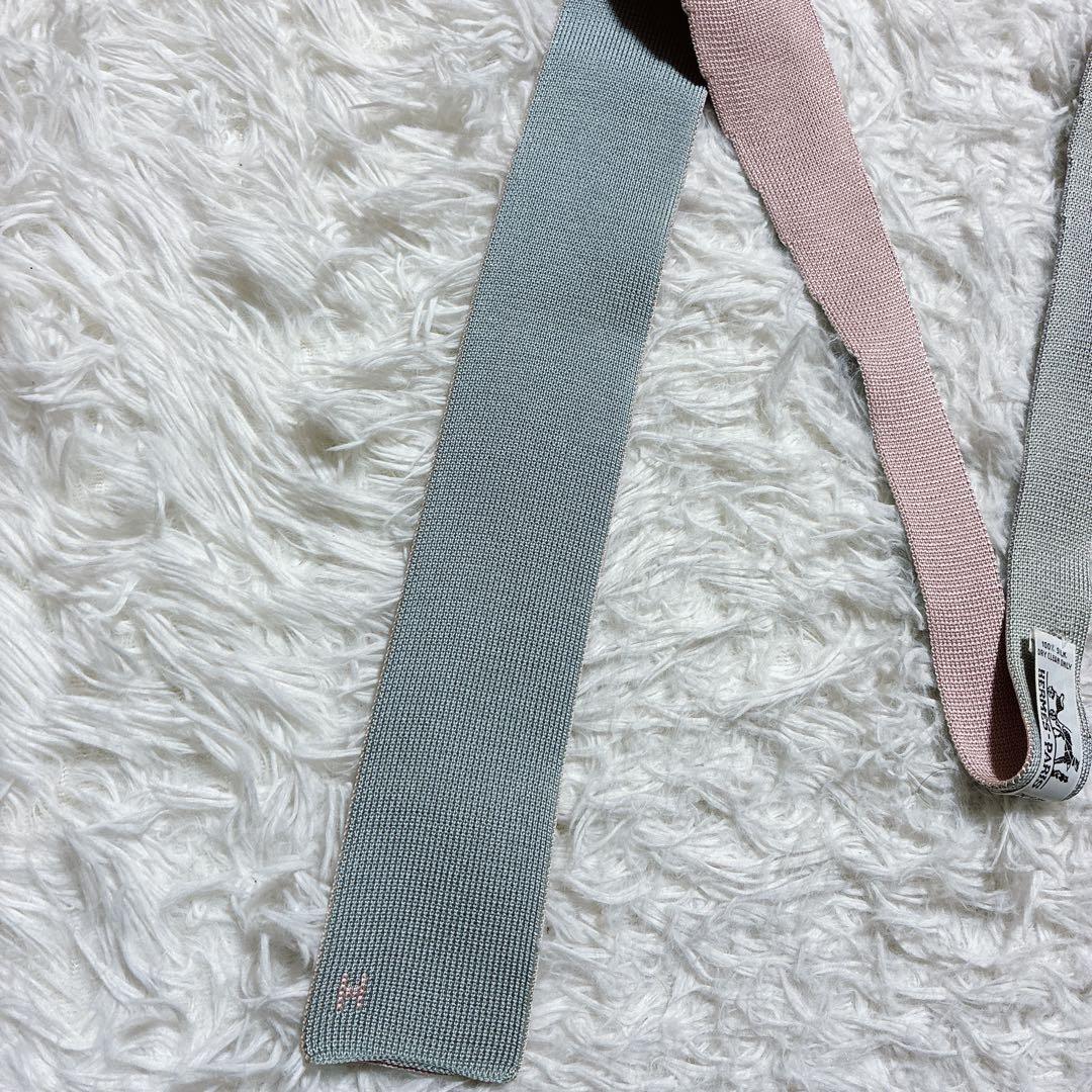 v8 ⭐️エルメス HERMES ニットタイ 4WAY Hロゴ刺繍