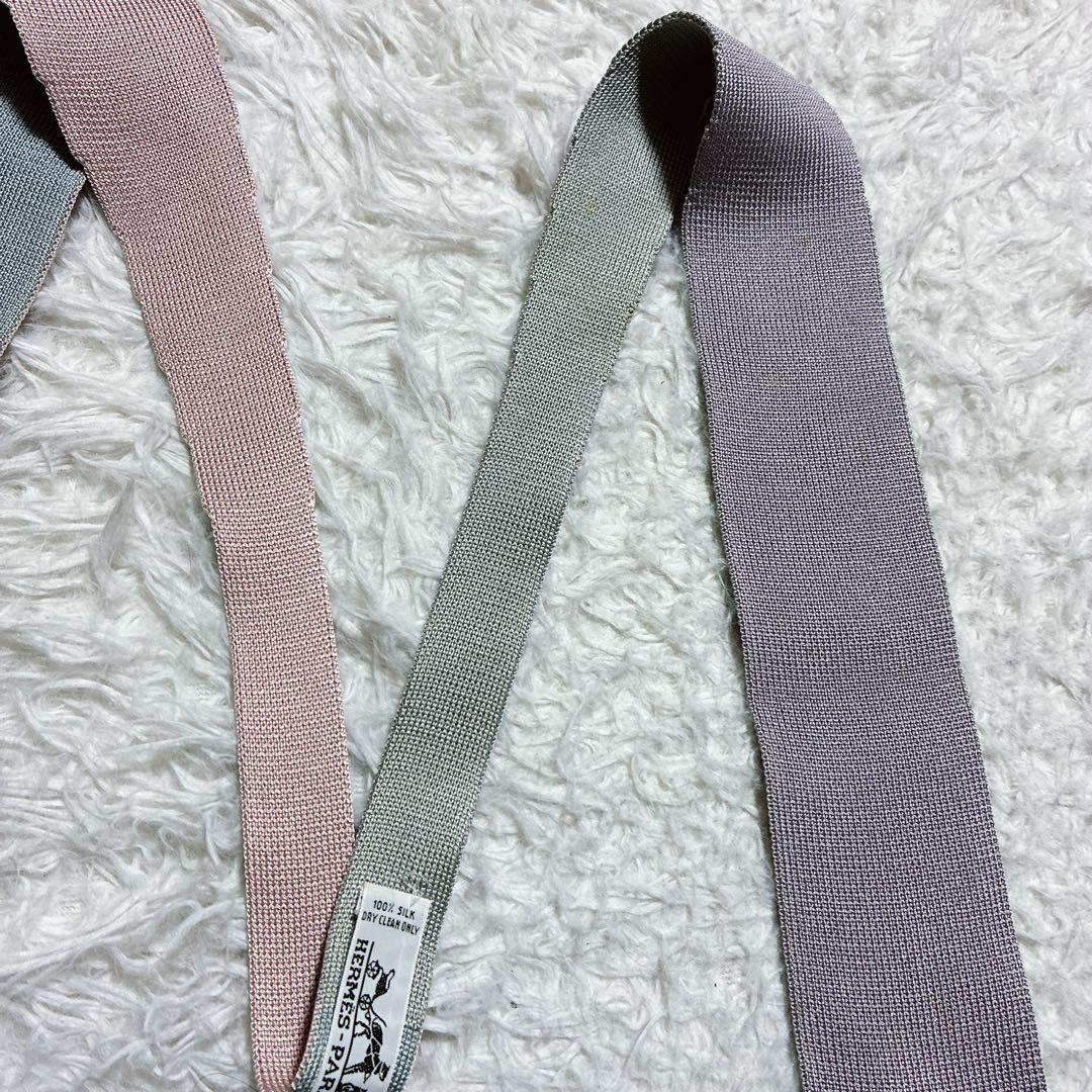 v8 ⭐️エルメス HERMES ニットタイ 4WAY Hロゴ刺繍