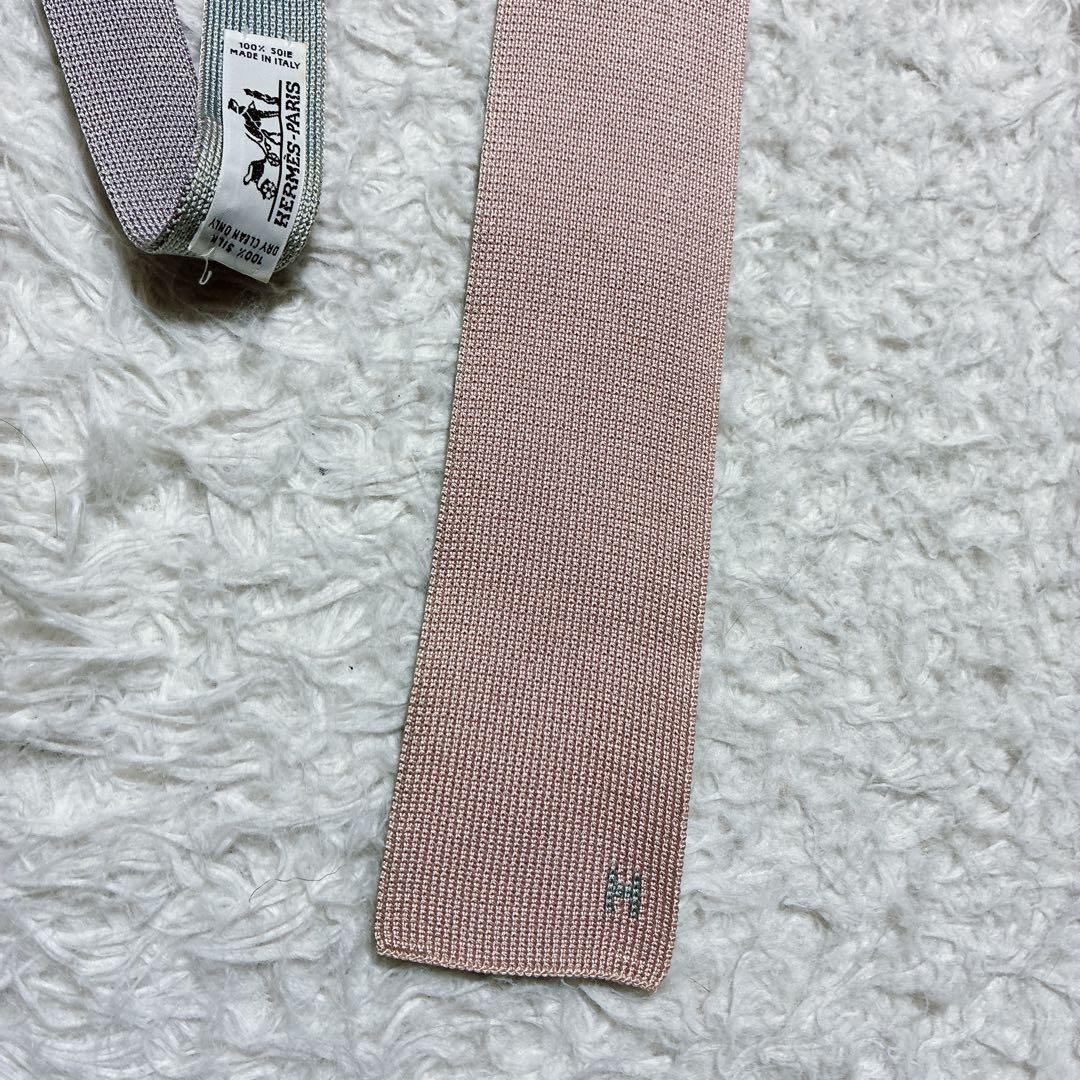 v8 ⭐️エルメス HERMES ニットタイ 4WAY Hロゴ刺繍