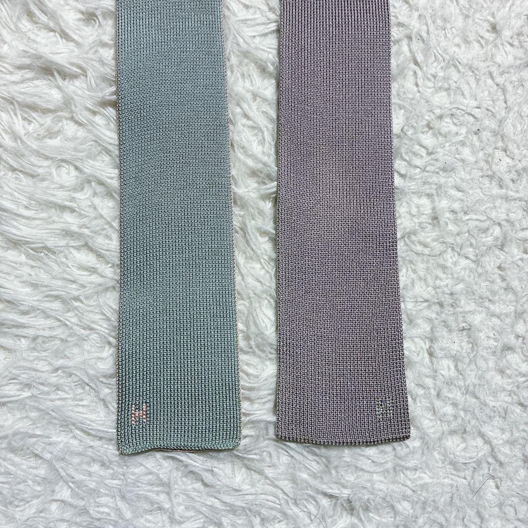 v8 ⭐️エルメス HERMES ニットタイ 4WAY Hロゴ刺繍