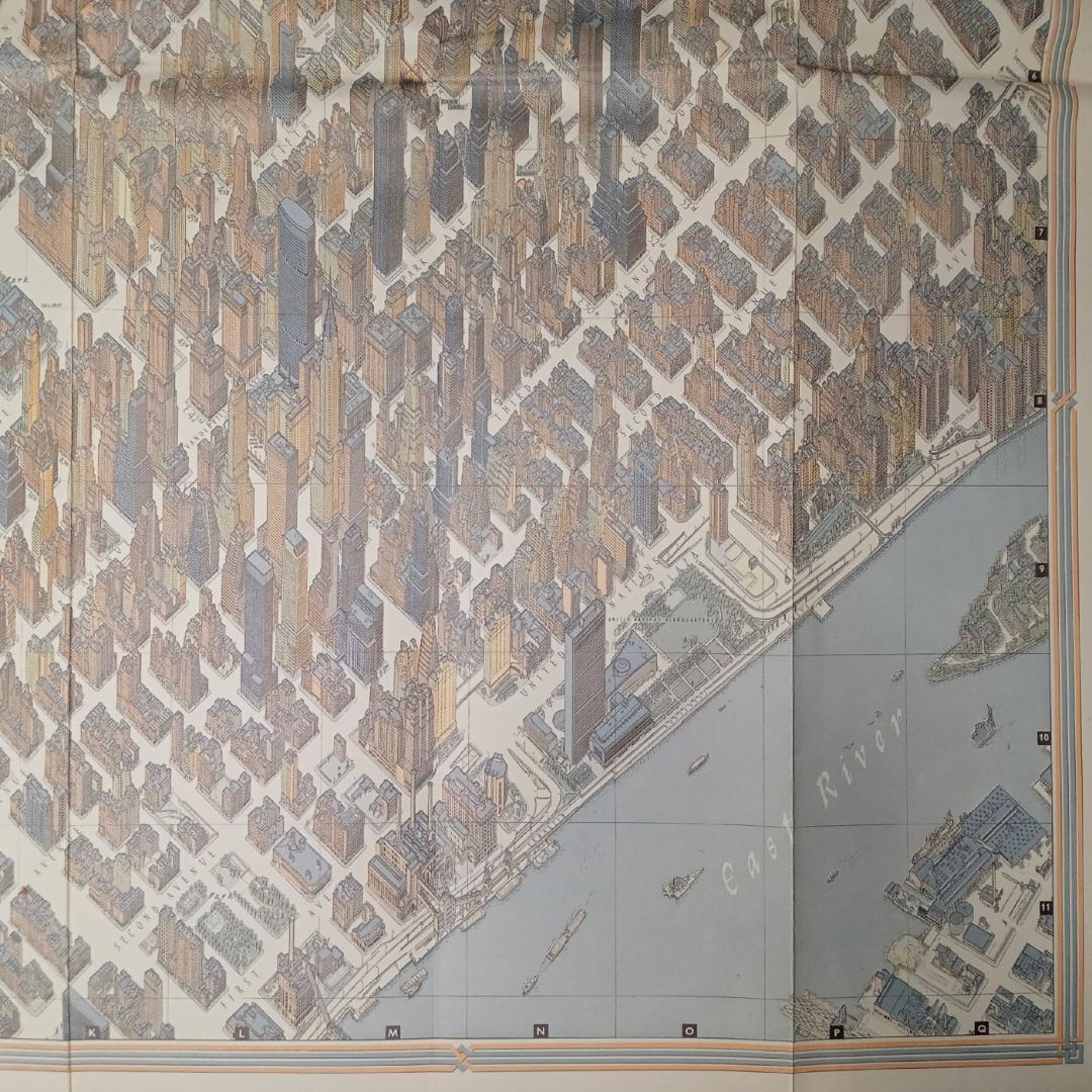 ニューヨーク 地図 超細密 鳥瞰図 マンハッタン ミッドタウン 1963ボルマン