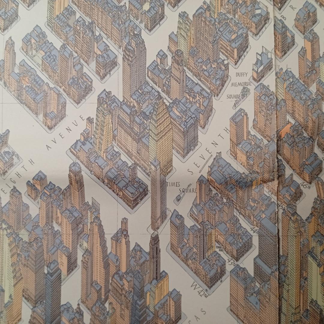 ニューヨーク 地図 超細密 鳥瞰図 マンハッタン ミッドタウン 1963ボルマン