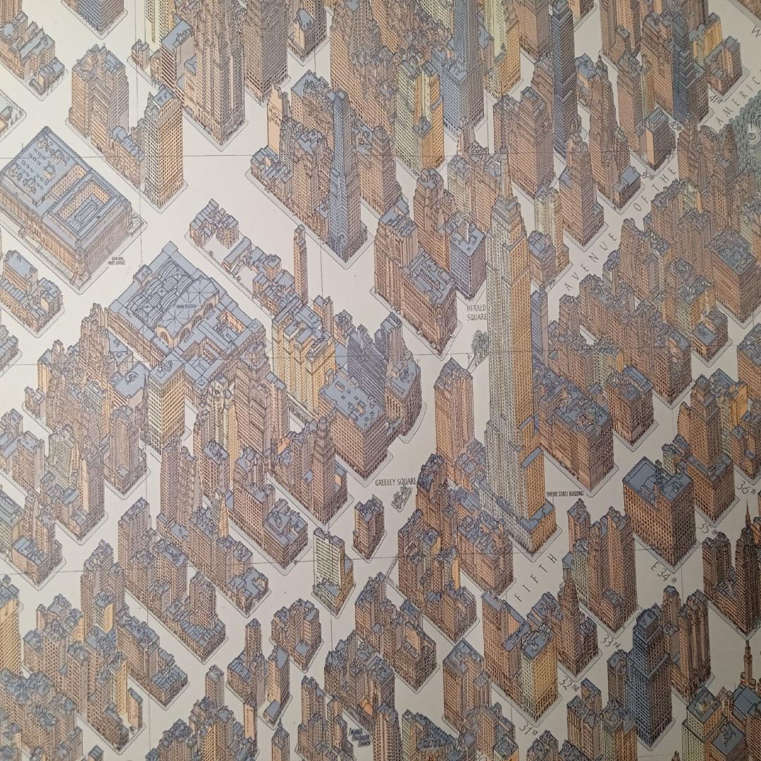 ニューヨーク 地図 超細密 鳥瞰図 マンハッタン ミッドタウン 1963ボルマン