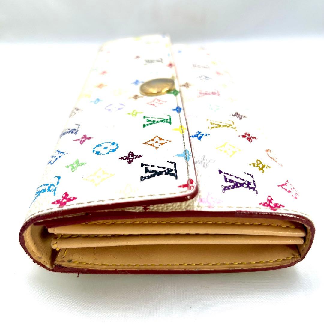 ルイヴィトン モノグラムマルチカラー ポルトフォイユサラ 村上隆 白×ベージュ