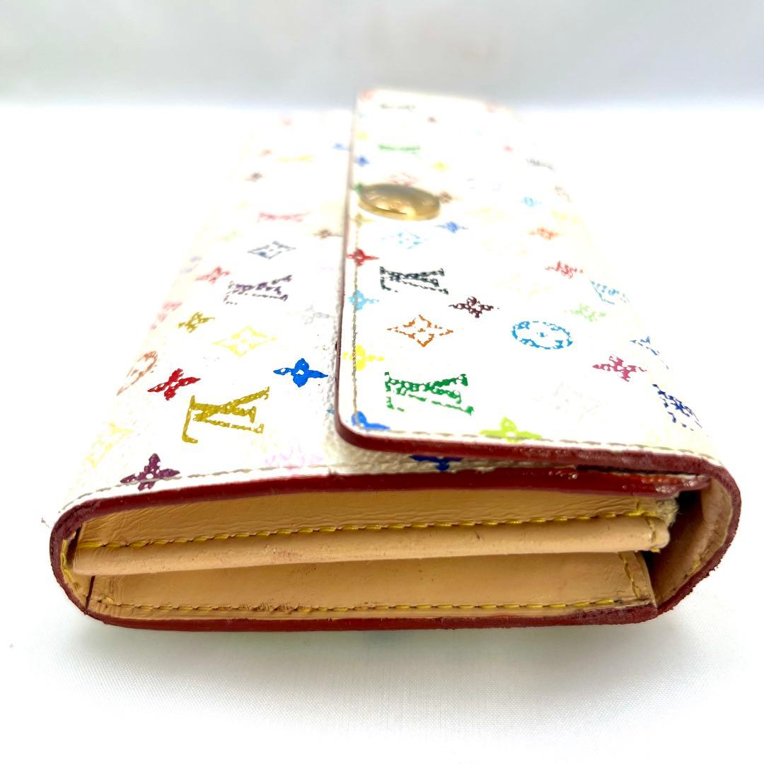 ルイヴィトン モノグラムマルチカラー ポルトフォイユサラ 村上隆 白×ベージュ