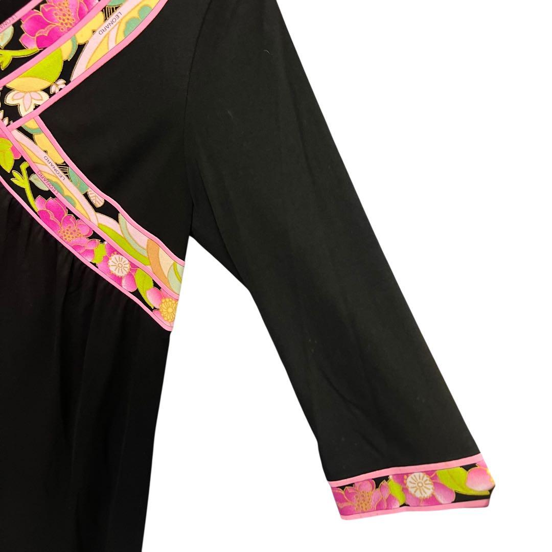 LEONARD FASHION カンカン クロスデザイン ワンピース トリム