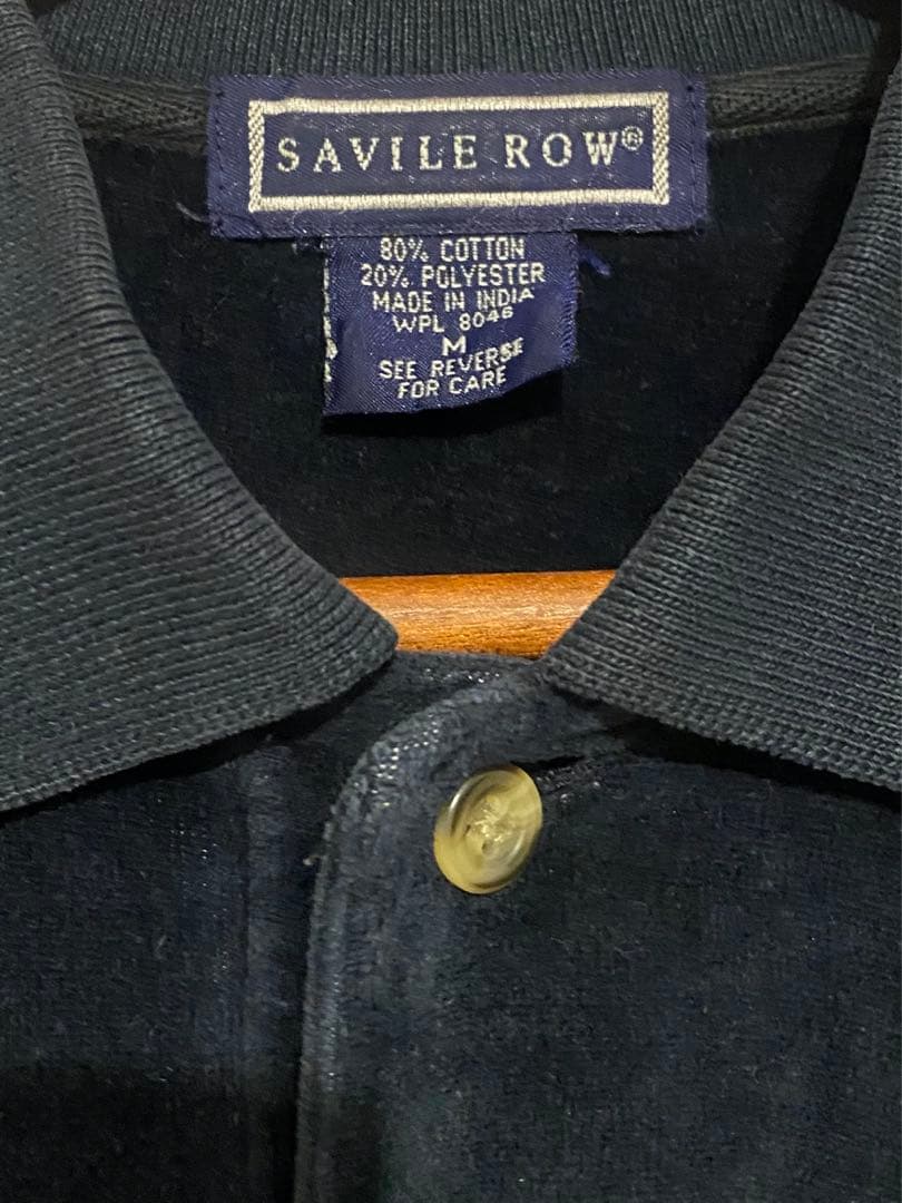 90s SAVILE ROW ベロア ポロシャツ NAVY SIZE M