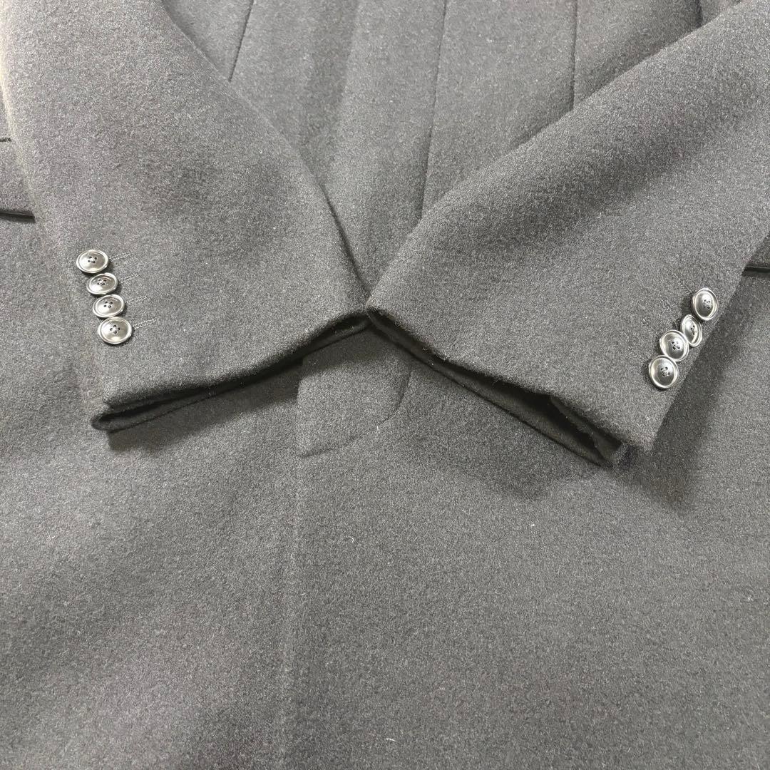 タケオキクチ チェスターコート ベロア襟 カシミヤ混 L相当 ブラック