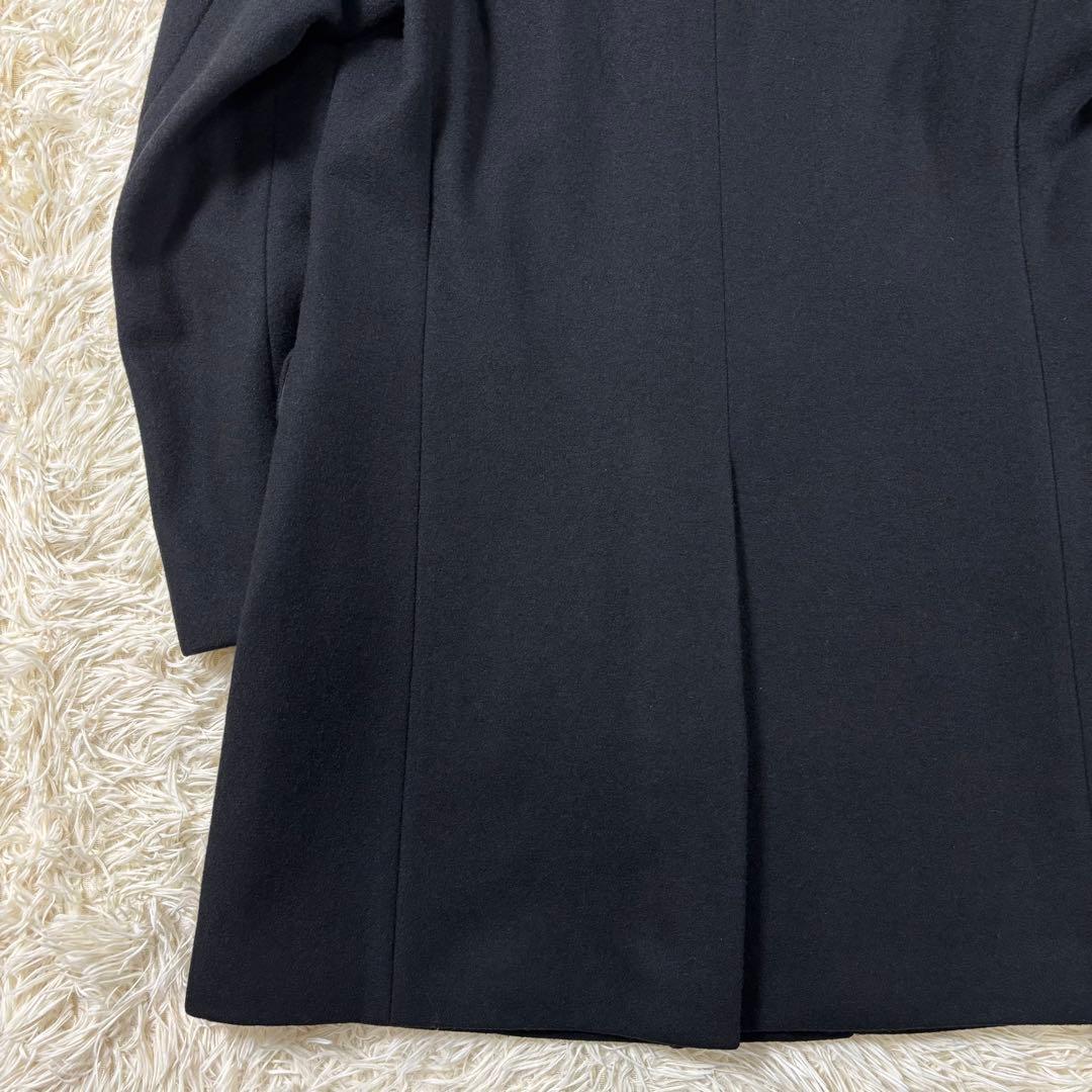 タケオキクチ チェスターコート ベロア襟 カシミヤ混 L相当 ブラック