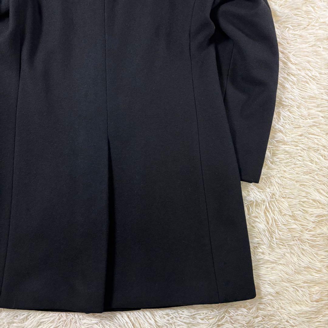 タケオキクチ チェスターコート ベロア襟 カシミヤ混 L相当 ブラック