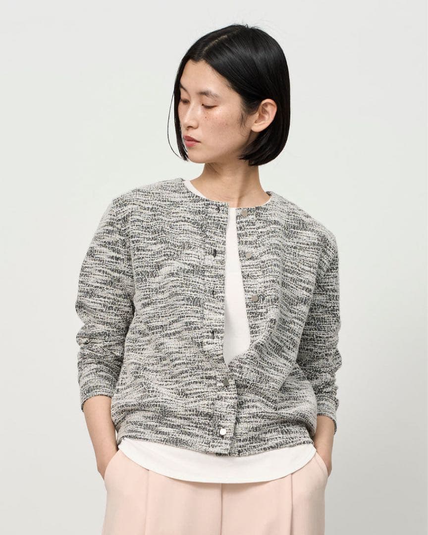 【美品】ジャケットライクツィーディーカーディガン GRAY