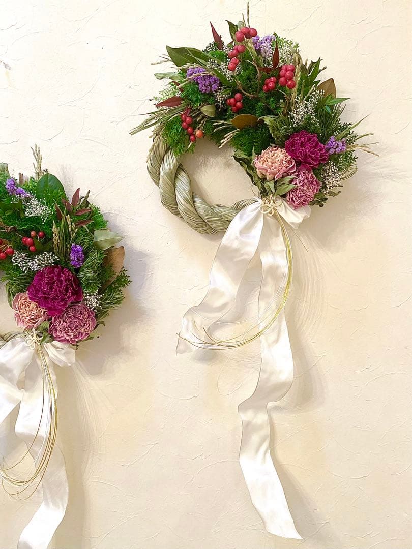 ⚠️専用品⚠️ 自然素材 のみ 大輪 芍薬 しめ飾り 凛 絢爛豪華 しめ縄 縁起物