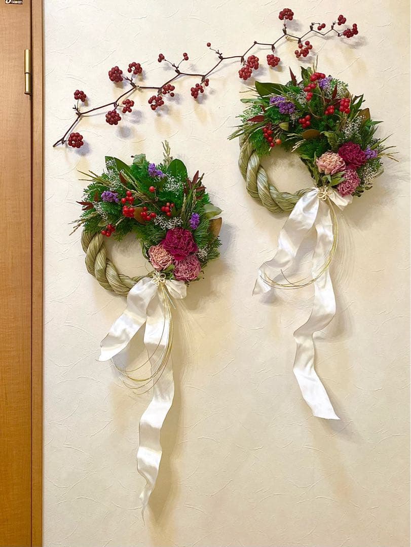 ⚠️専用品⚠️ 自然素材 のみ 大輪 芍薬 しめ飾り 凛 絢爛豪華 しめ縄 縁起物