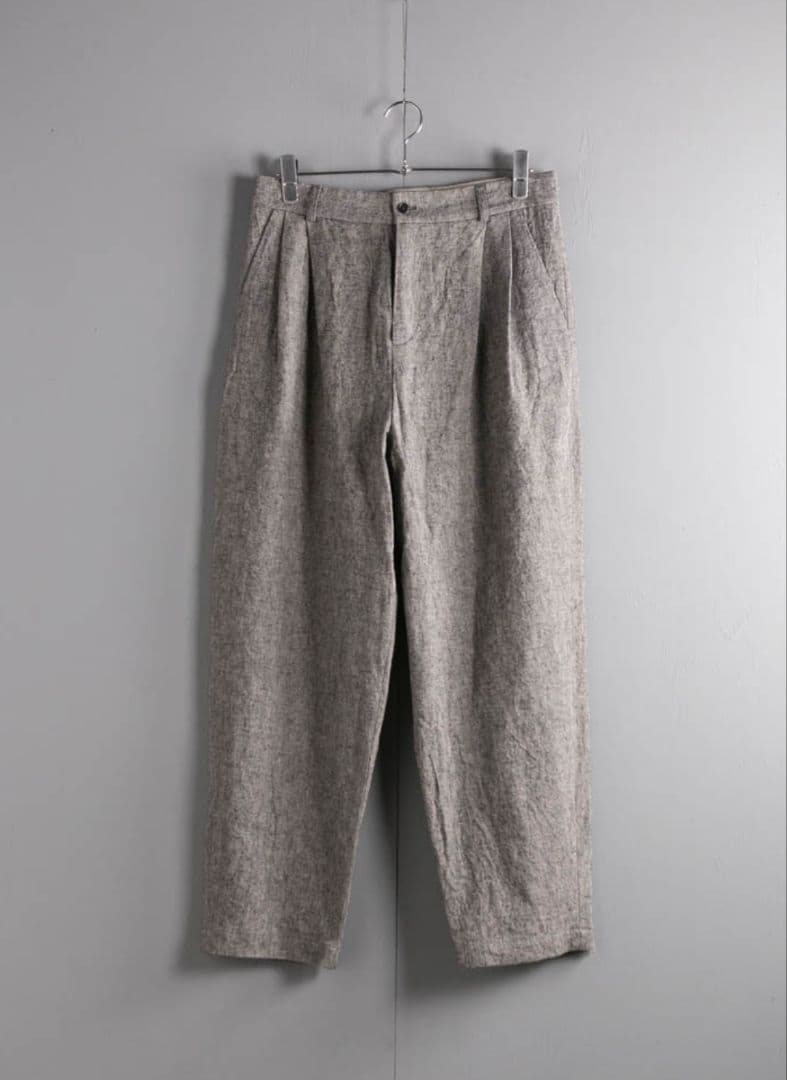 パンツ FRANK LEDER GREY LINEN 2TUCK TROUSERS