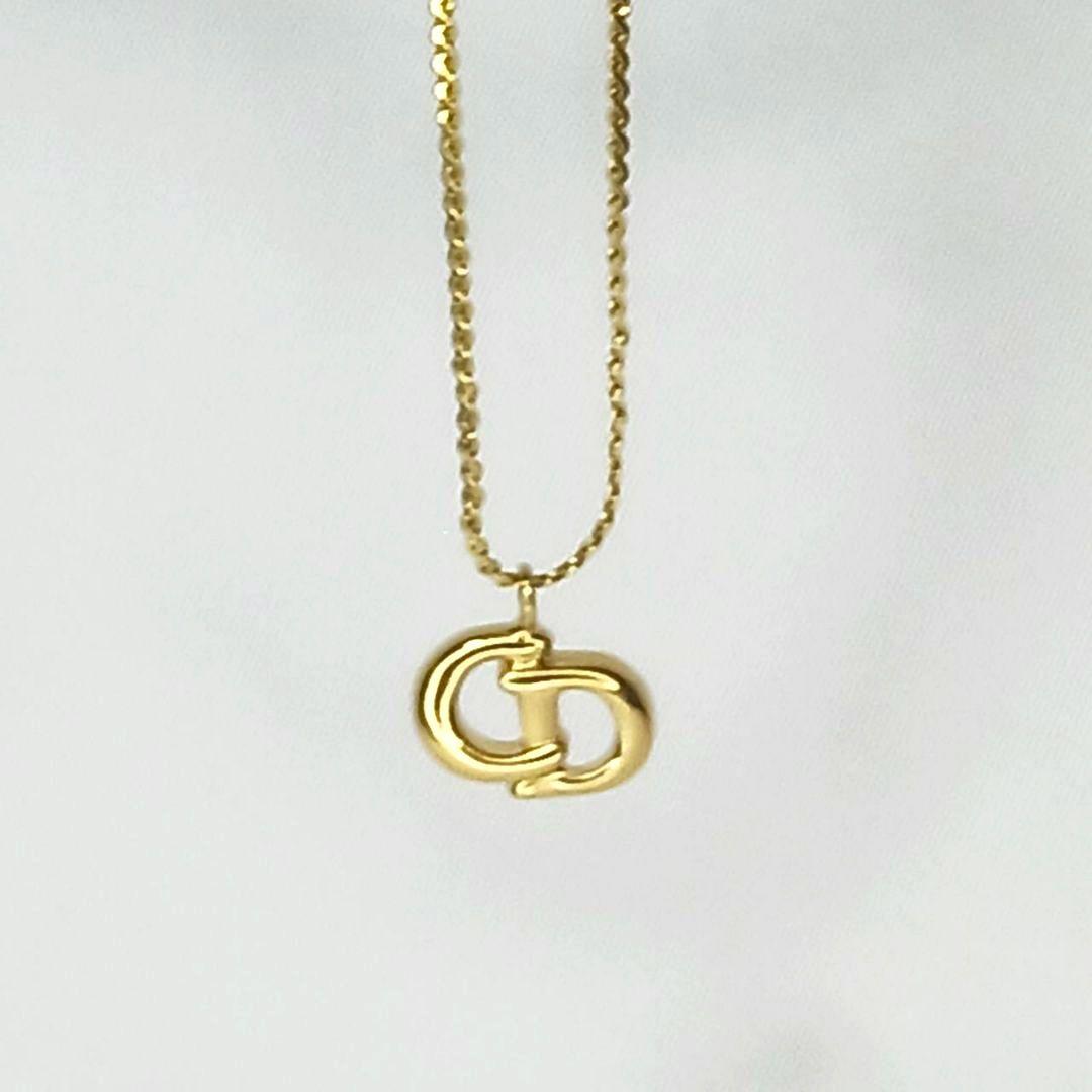 ​【美品/刻印有】Christian Diorネックレス CDロゴ ゴールド希少