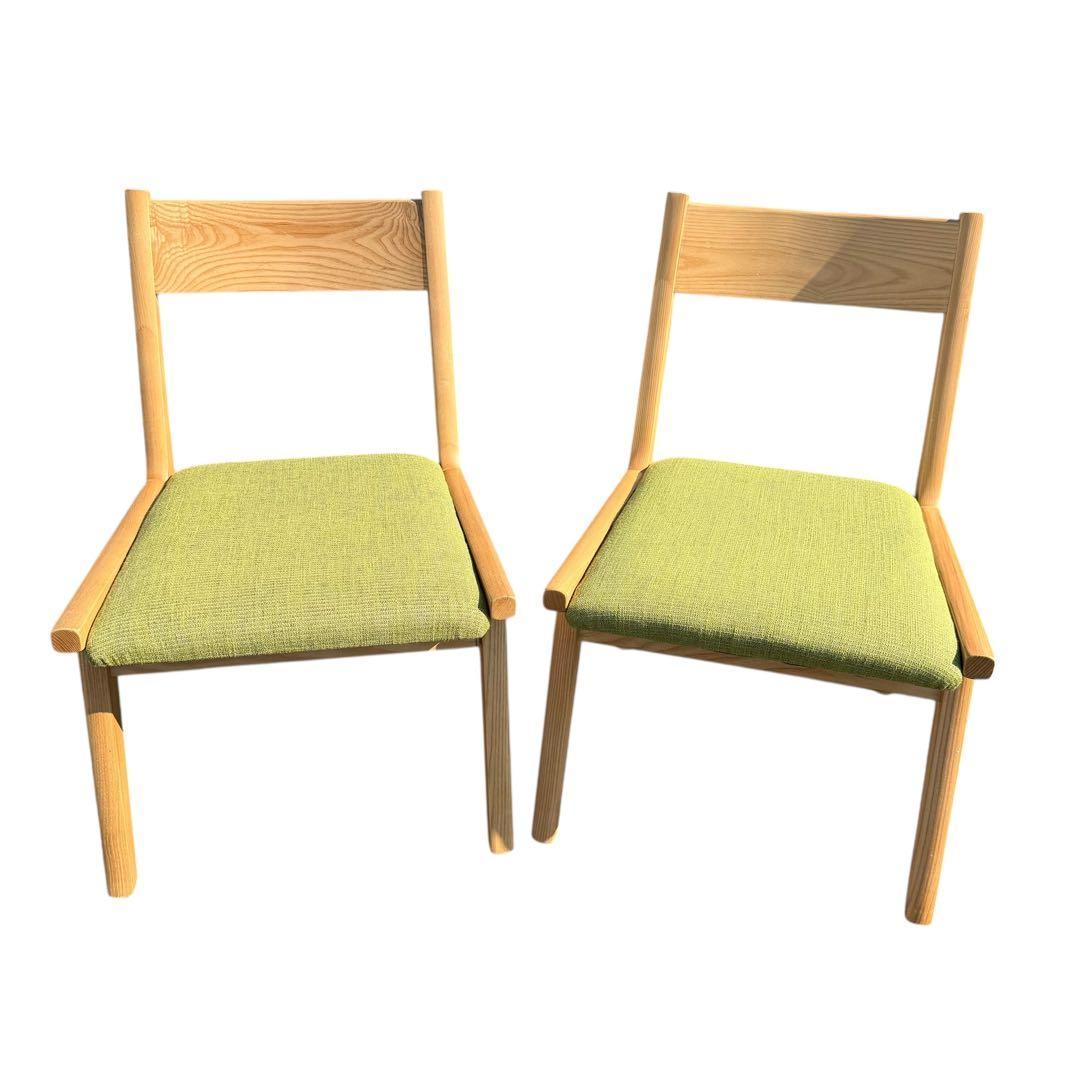 【北欧風：美品】ダイニングチェア　ローチェア　グリーン セット販売　①