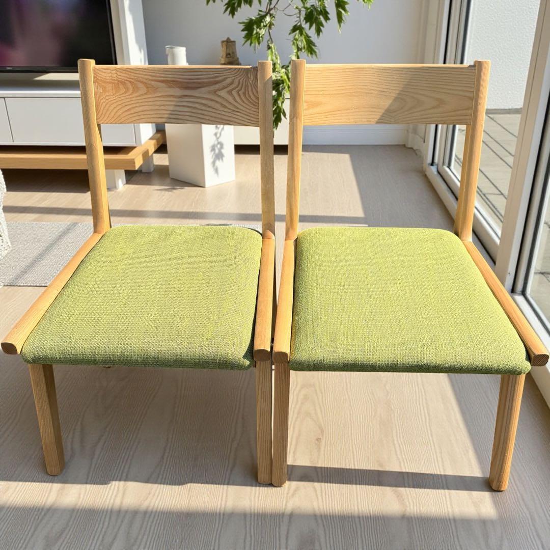 【北欧風：美品】ダイニングチェア　ローチェア　グリーン セット販売　①
