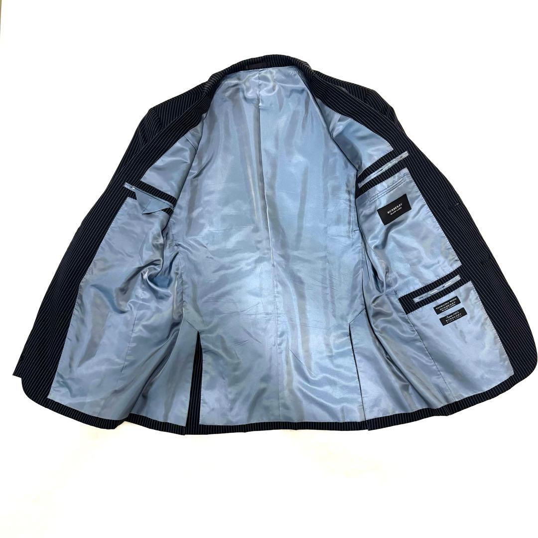 [希少]バーバリー ブラックレーベル ストライプ セットアップ スーツ ネイビー