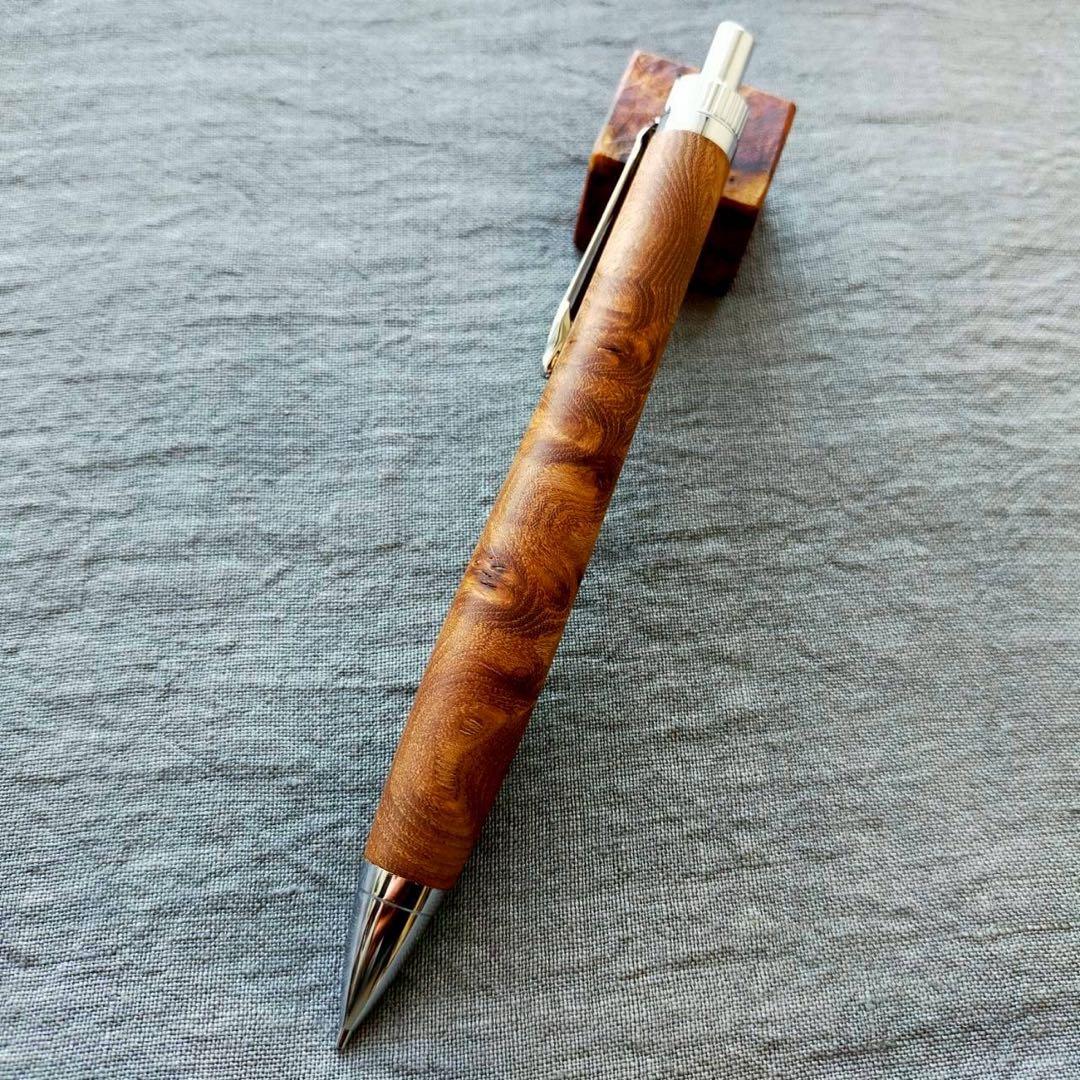 【専用】　江戸時代の欅瘤　木軸シャープペン　0.5mm　天然木　シルバー
