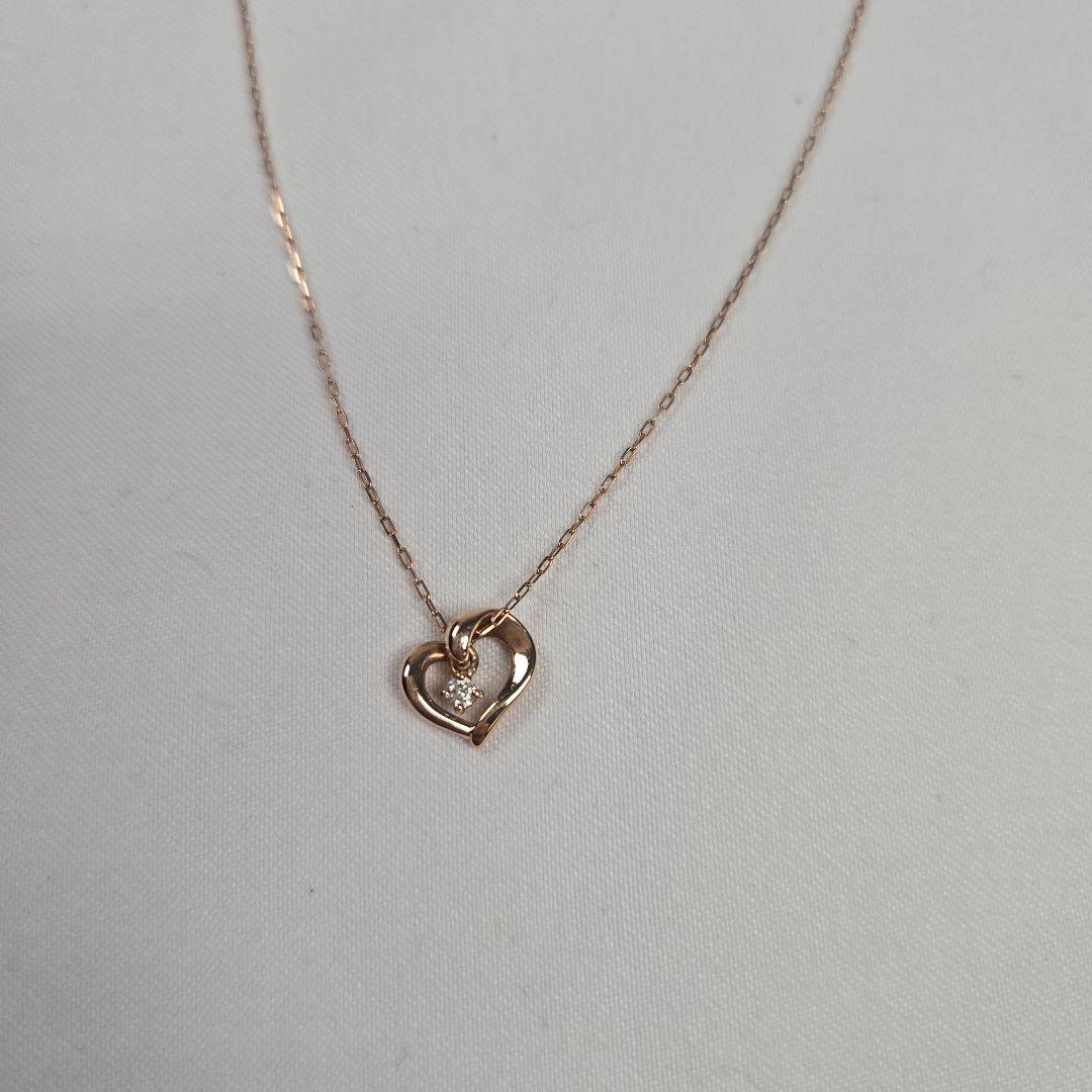 4℃ K10 ピンクゴールド ハート ネックレス ダイヤモンド 箱付き