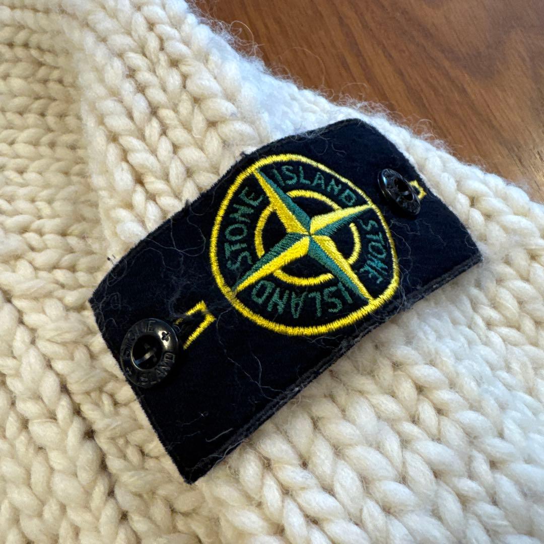 ストーンアイランド フード付きチャンキーニットカーディガン　ホワイト L