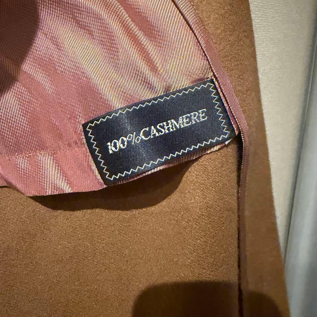 d*3様 美品 カシミア100% ファーポンチョ キャメル系