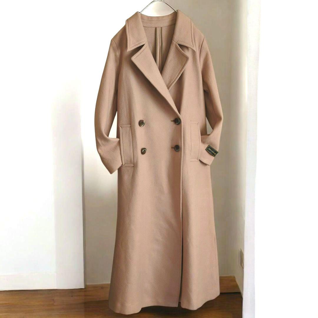 AMERI アメリ リトルフレアロングコート ベージュ M ウール100%