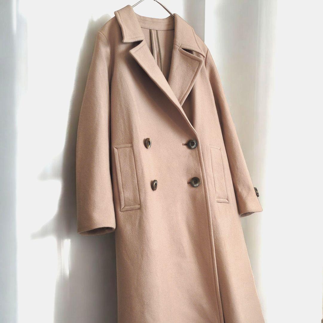 AMERI アメリ リトルフレアロングコート ベージュ M ウール100%