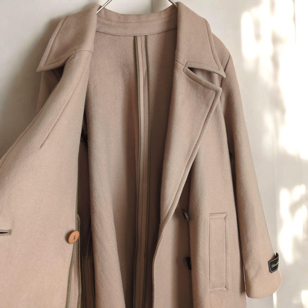 AMERI アメリ リトルフレアロングコート ベージュ M ウール100%