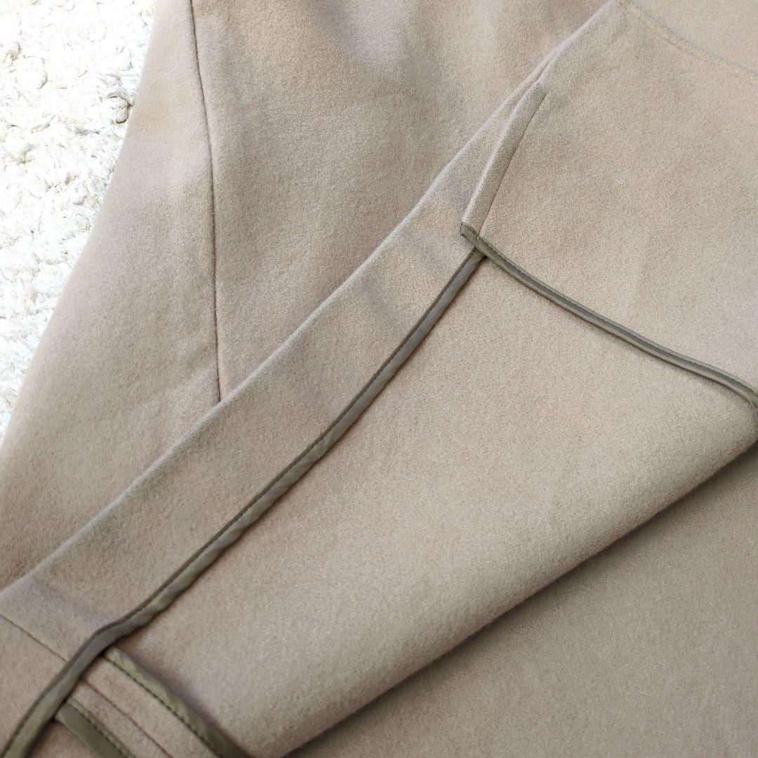 AMERI アメリ リトルフレアロングコート ベージュ M ウール100%