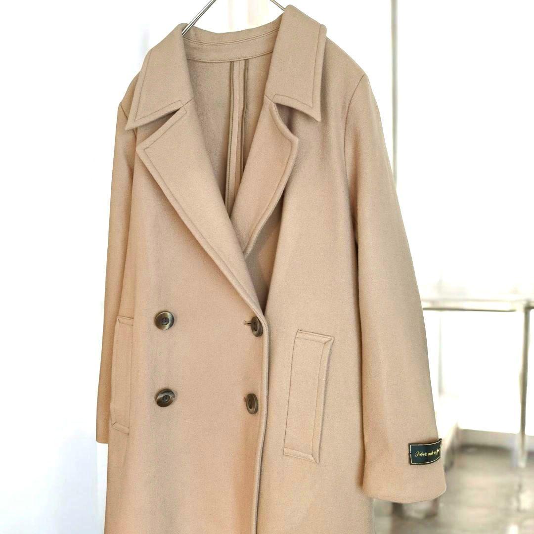 AMERI アメリ リトルフレアロングコート ベージュ M ウール100%