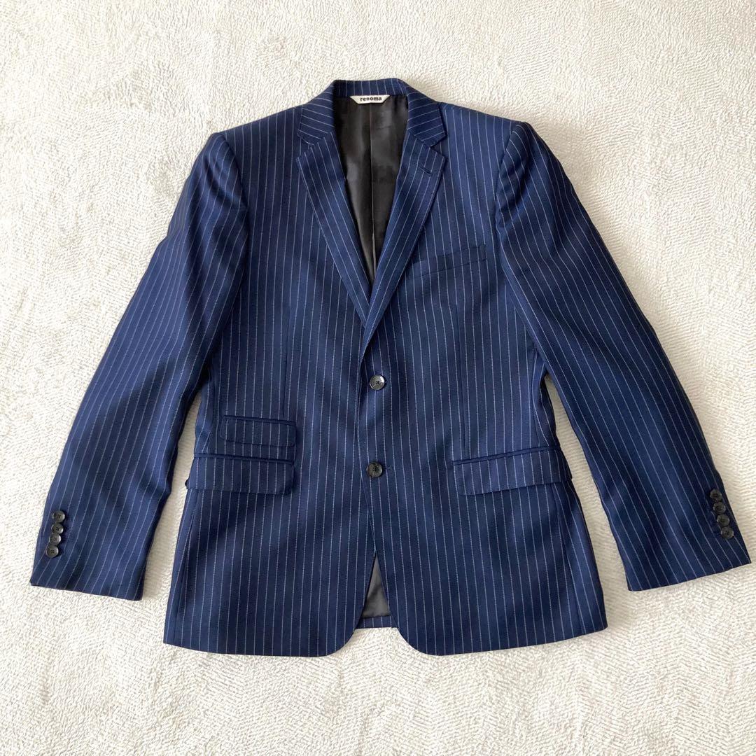 ✨美品✨ remoa HOMME 3ピース スーツ ネイビーストライプ AB5