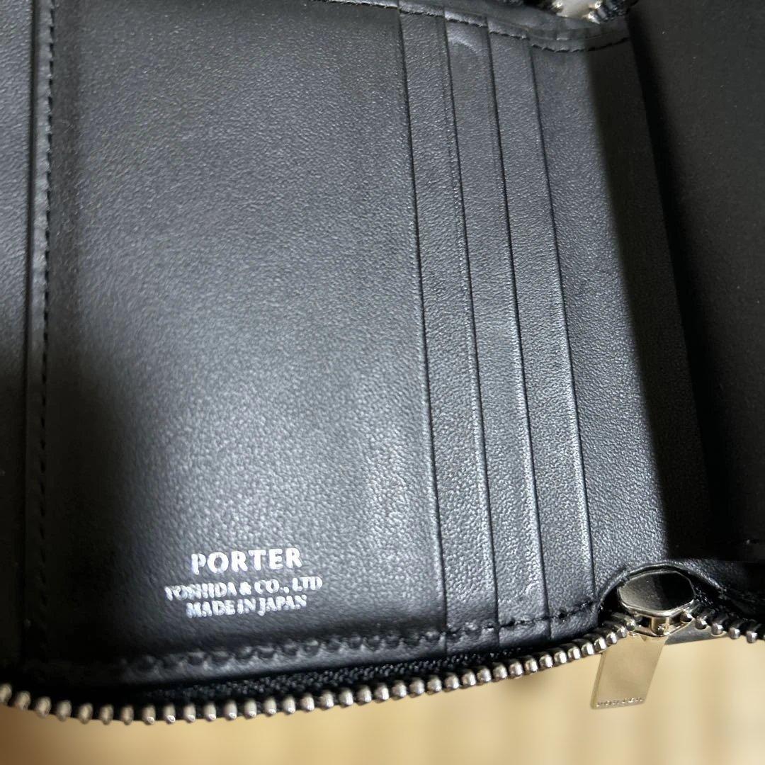 クラモ美品ポーターエイブルウォレット二つ折り財布レザーラウンドファスナー