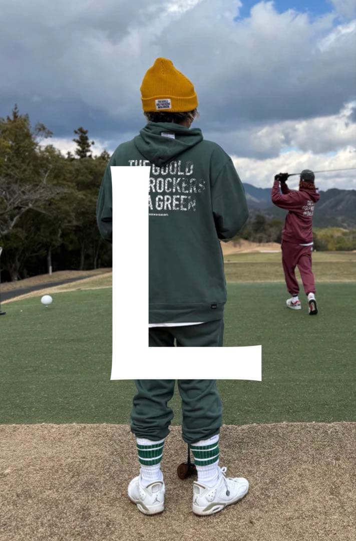 L goold golf rockers スネークフーディー セットアップ 緑