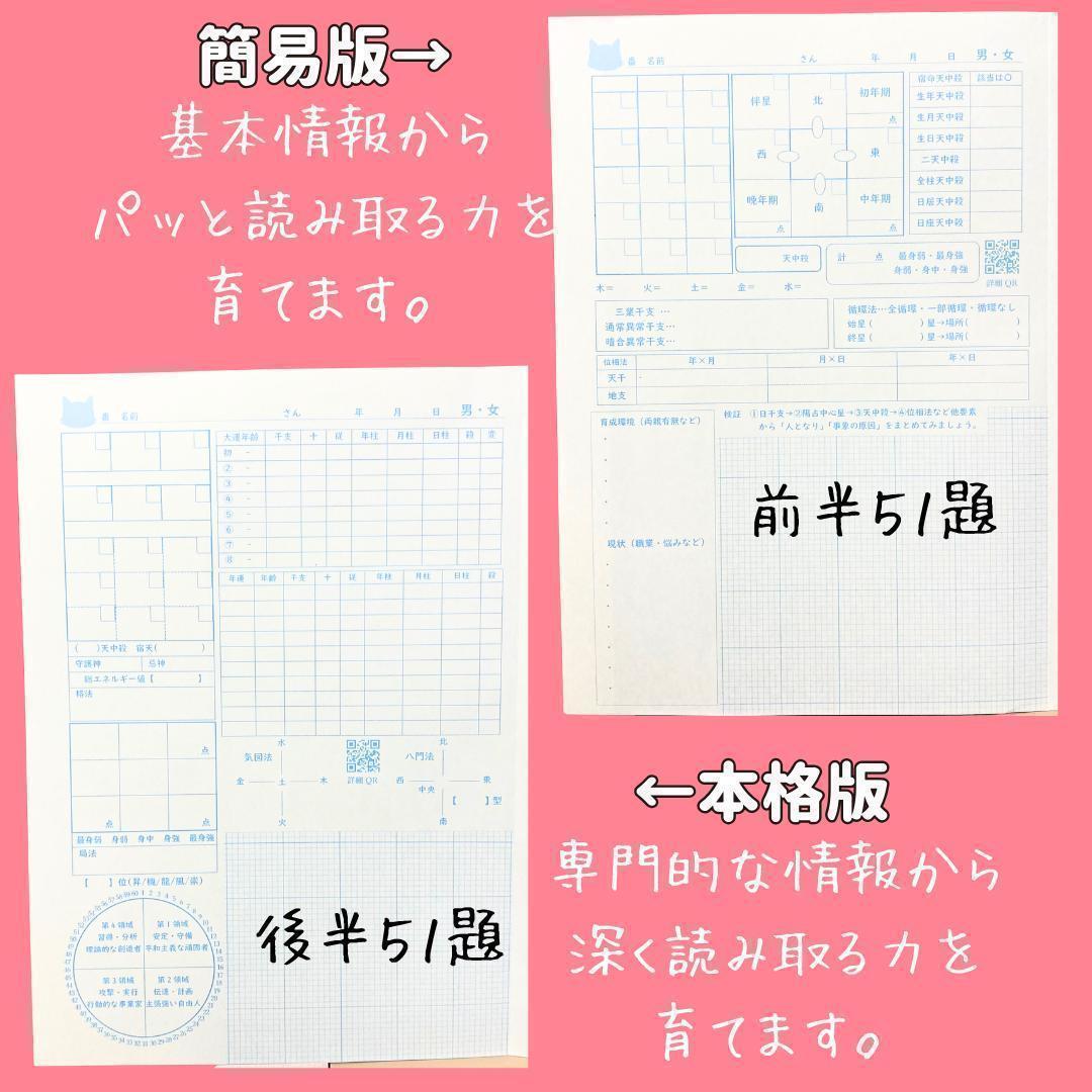 【￥960引】ゆめ乃算命学　あなたが作る「MY DATA100」　　独学　鑑定